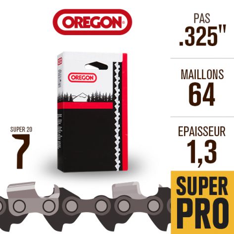 Cha&icirc;ne tron&ccedil;onneuse Oregon 64 maillons Super 20 325", 1,3 mm. 20LPX064E